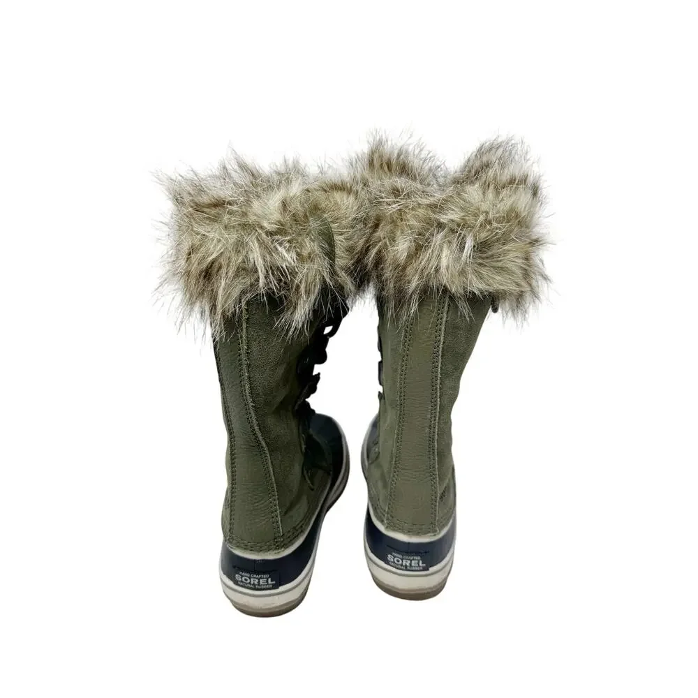 Sorel Joan of Arctic Winter Boots Grey Faux Fur Waterproof Snow Boots Size 7